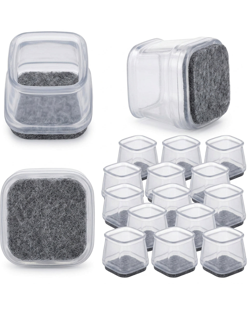 Thwkb Silicone Square Table Leg Caps Clear 16 Pack