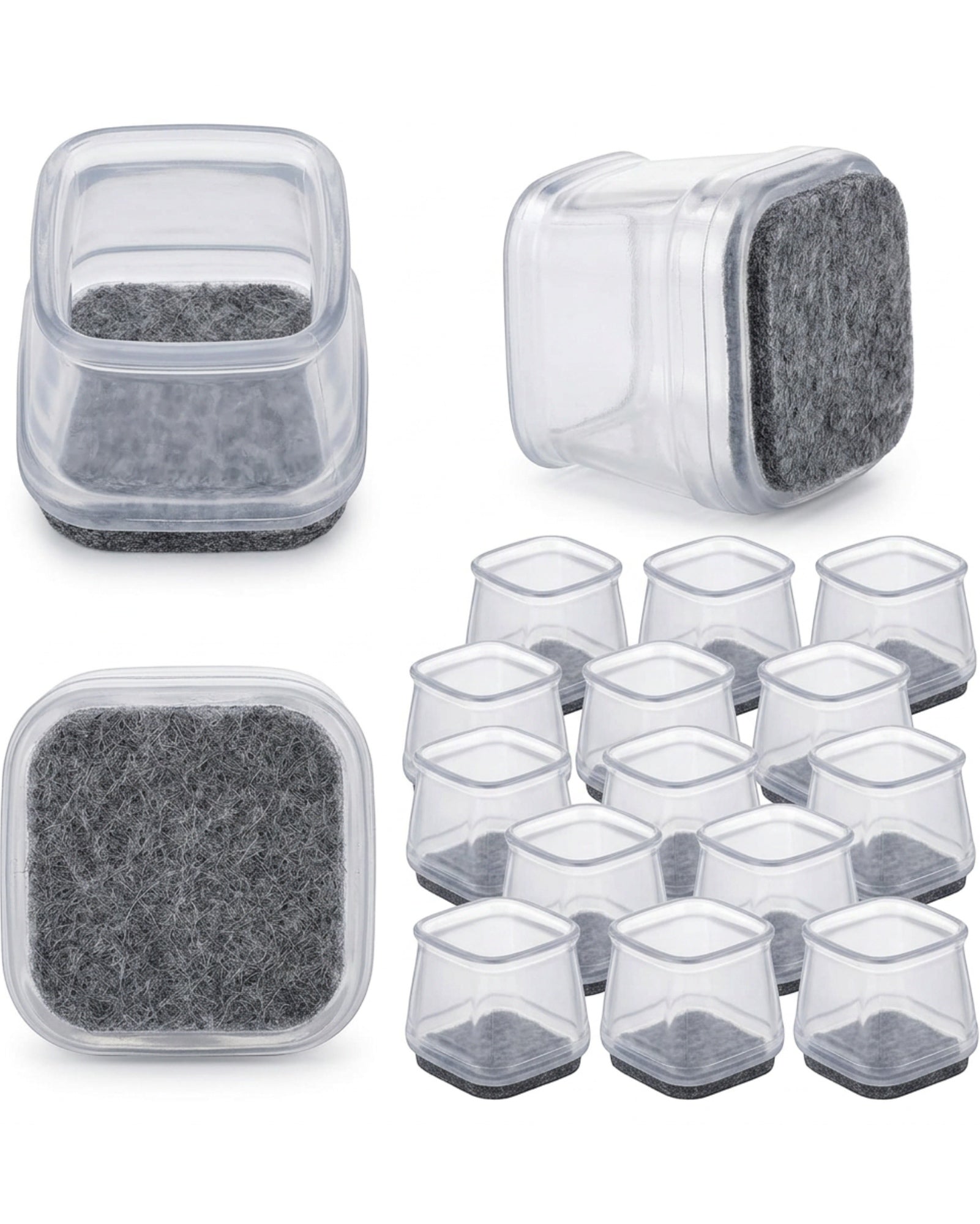 Thwkb Silicone Square Table Leg Caps Clear 16 Pack